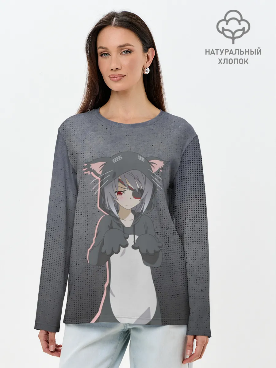 Лонгслив женский. Хлопок / Catgirl sadness