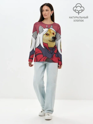 Лонгслив женский. Хлопок / ХЕЛЛТЕЙКЕР ДОГГО