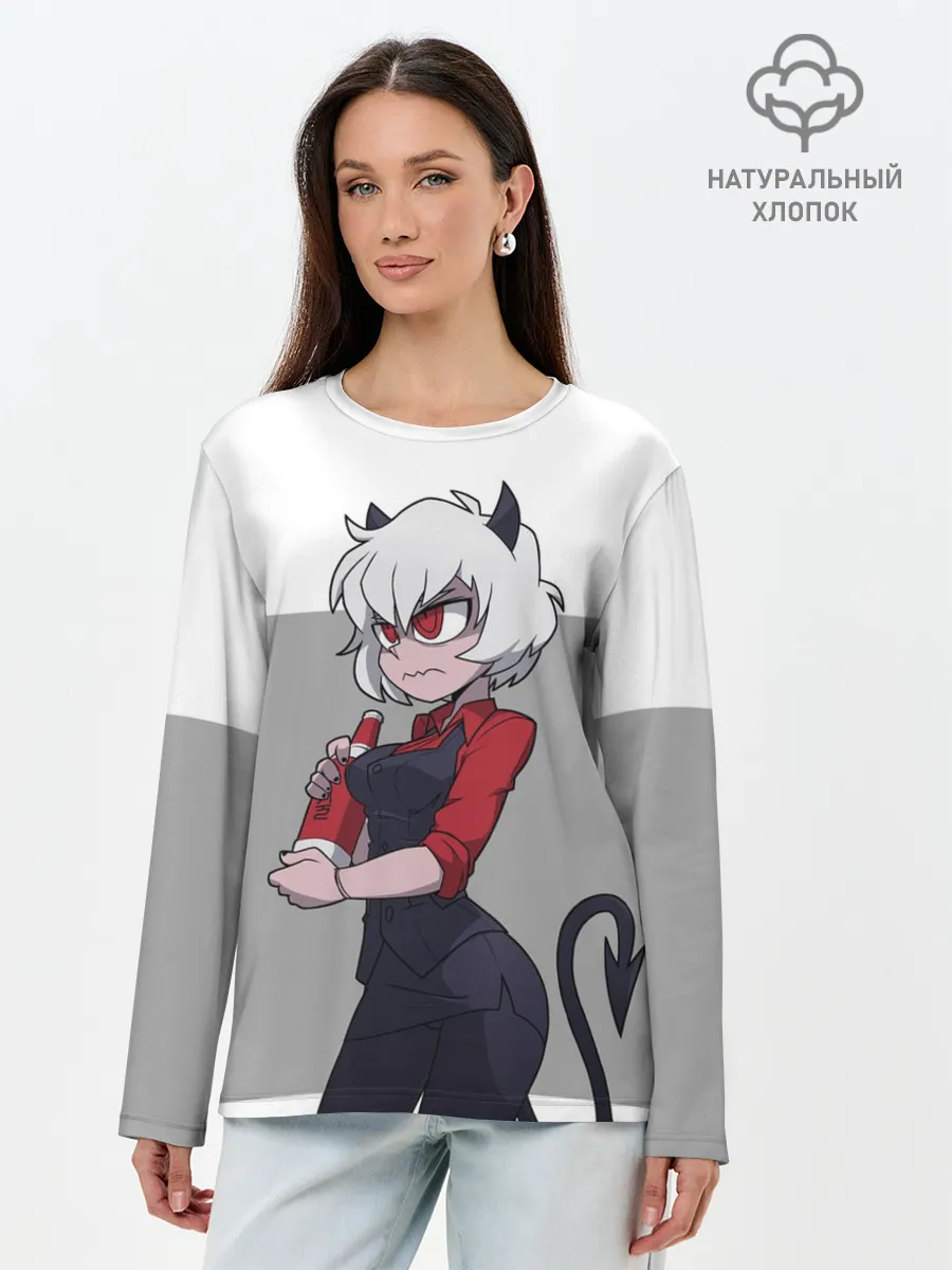 Лонгслив женский. Хлопок / Сердитая Малина. HELLTAKER