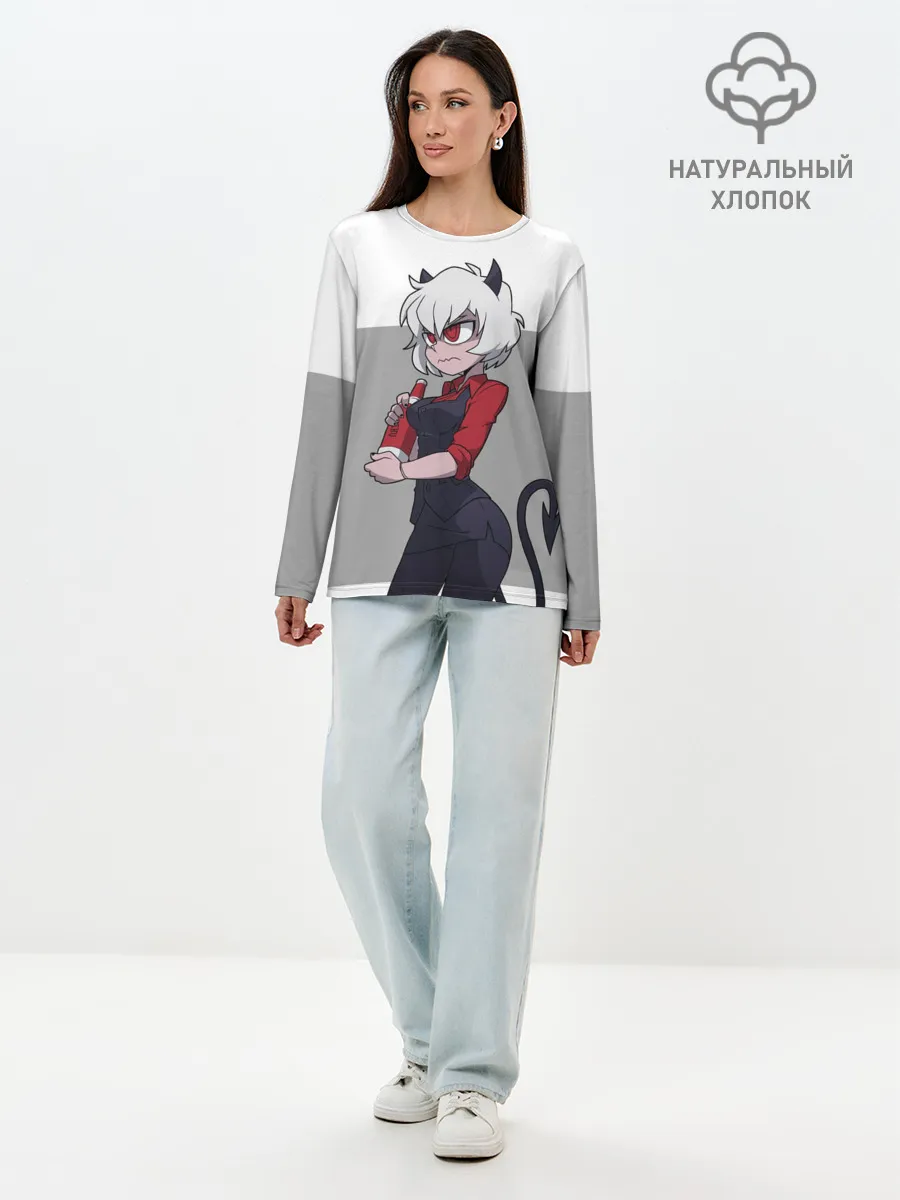 Лонгслив женский. Хлопок / Сердитая Малина. HELLTAKER