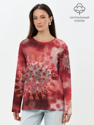 Лонгслив женский. Хлопок / Коронавирус