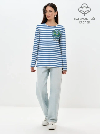 Лонгслив женский. Хлопок / Тельняшка ВДВ 90 лет