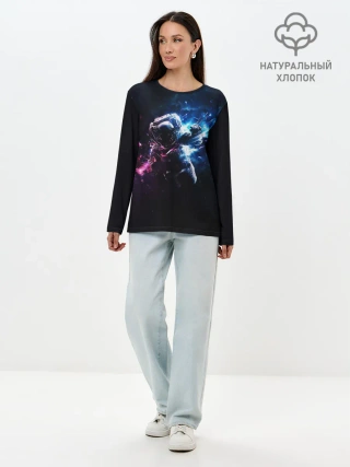 Лонгслив женский. Хлопок / В космосе
