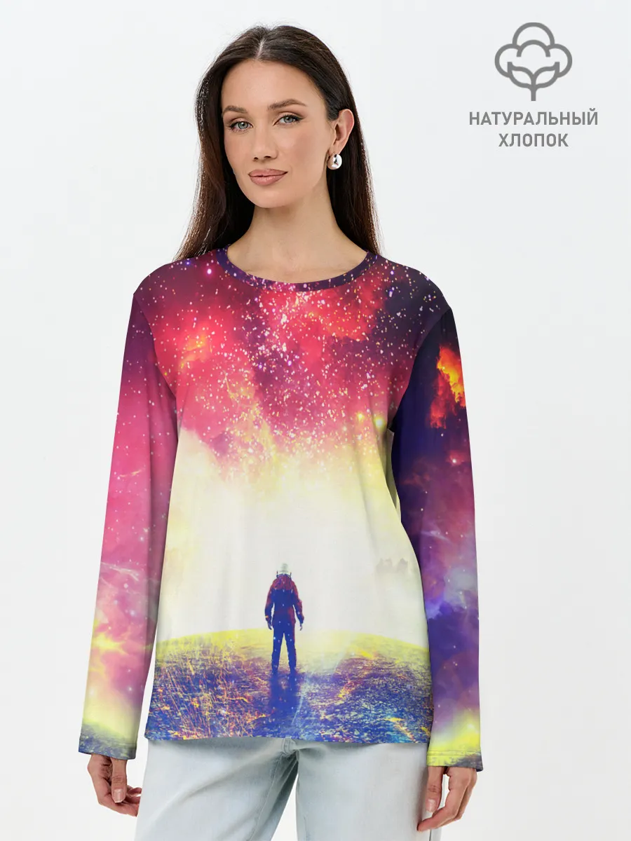 Лонгслив женский. Хлопок / КОСМИЧЕСКИЙ АРТ