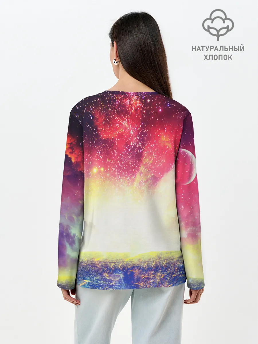 Лонгслив женский. Хлопок / КОСМИЧЕСКИЙ АРТ