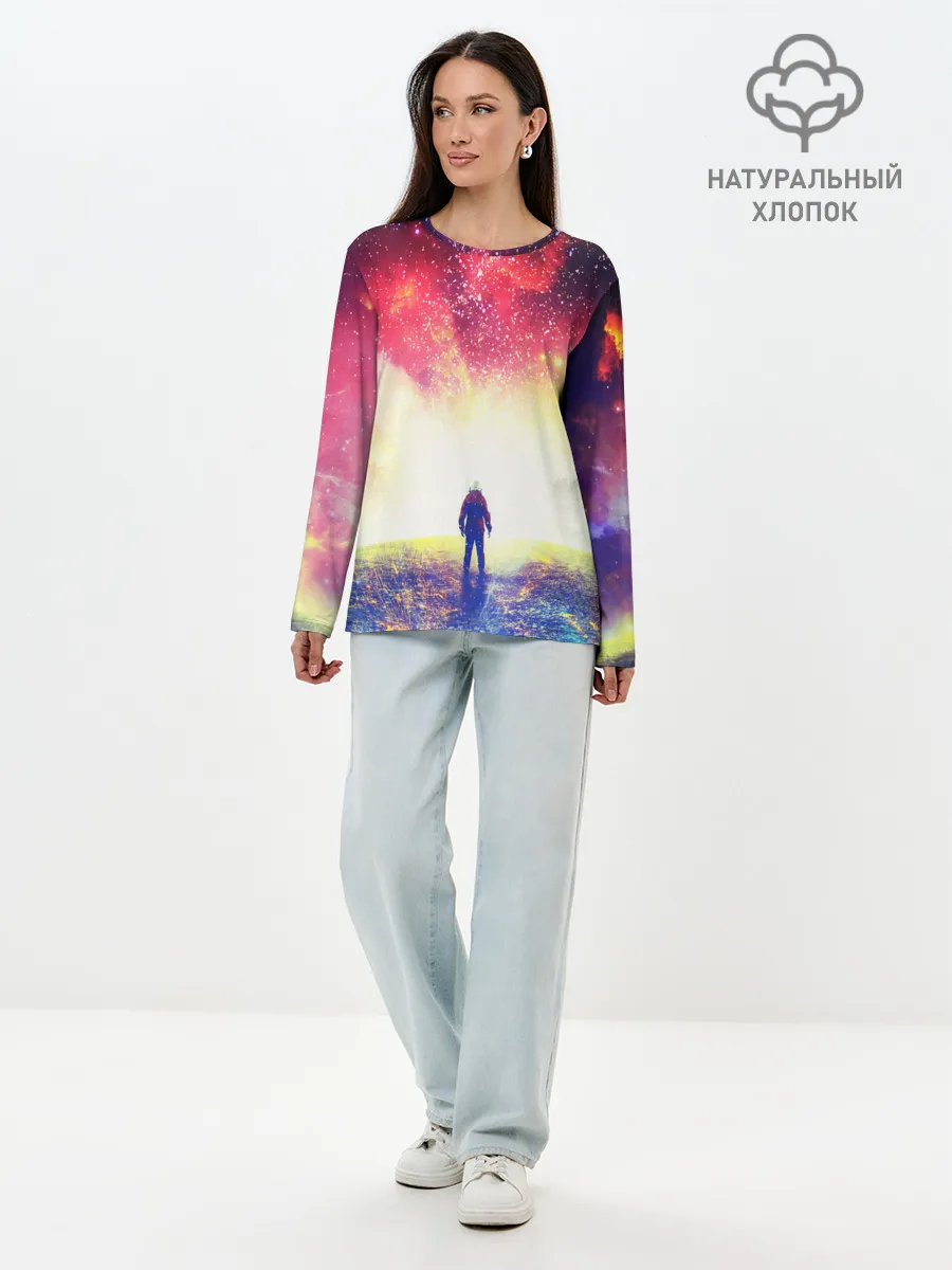 Лонгслив женский. Хлопок / КОСМИЧЕСКИЙ АРТ