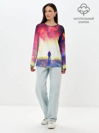 Лонгслив женский. Хлопок / КОСМИЧЕСКИЙ АРТ