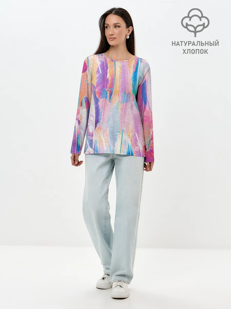 Лонгслив женский. Хлопок / ПЕРЬЯ