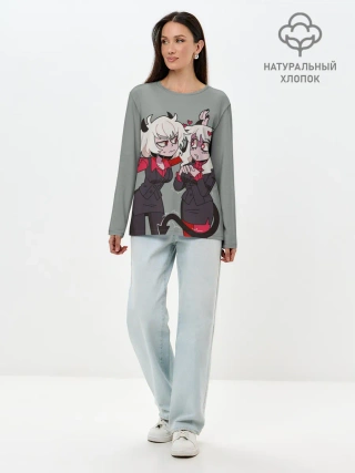 Лонгслив женский. Хлопок / Здрада разговаривает Helltaker