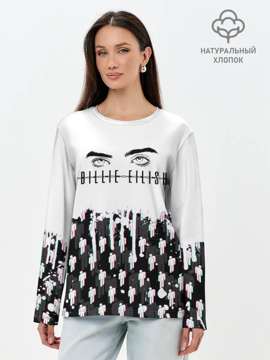 Лонгслив женский. Хлопок / BILLIE EILISH GLITCH