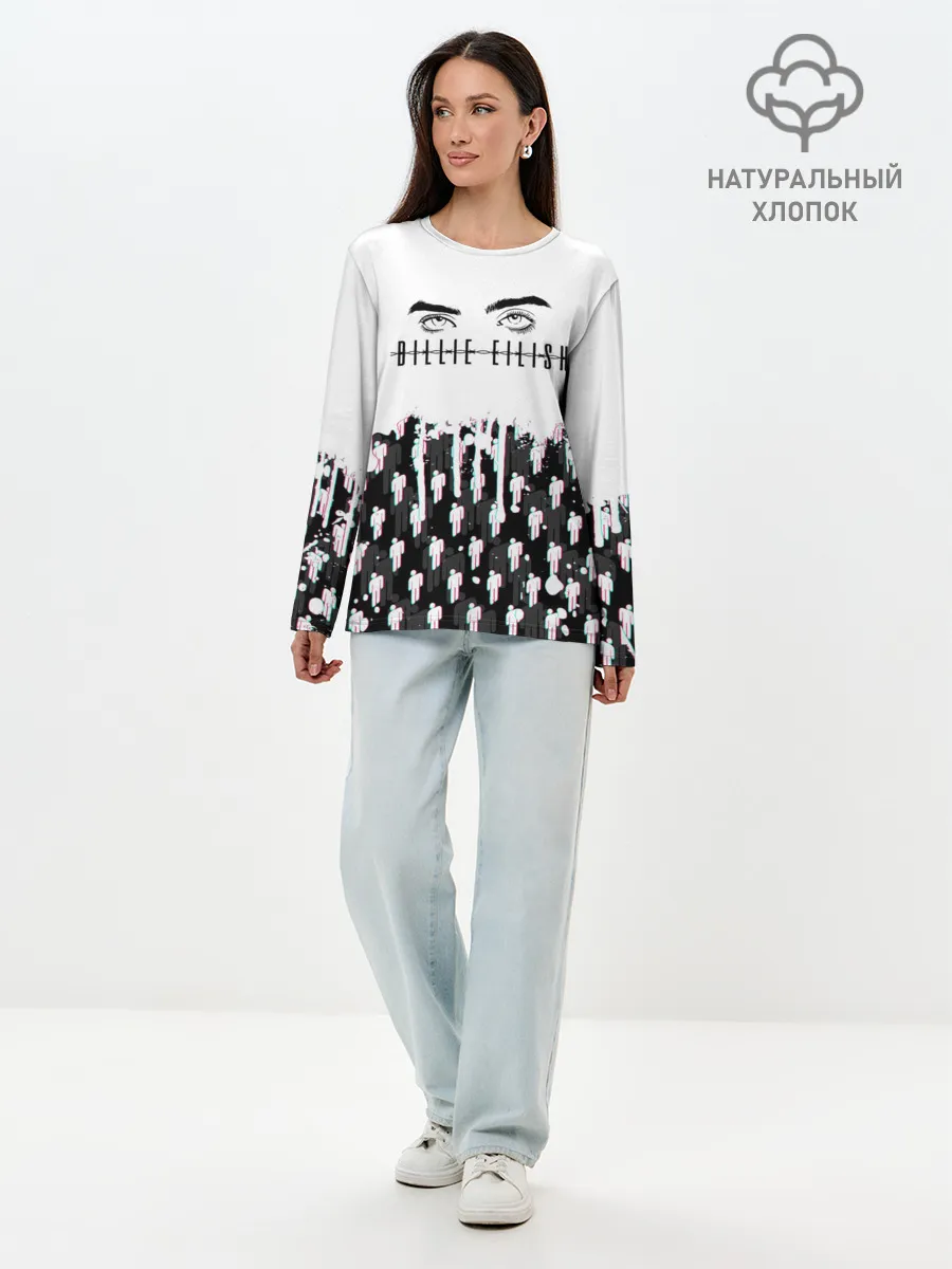 Лонгслив женский. Хлопок / BILLIE EILISH GLITCH