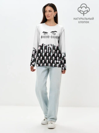Лонгслив женский. Хлопок / BILLIE EILISH GLITCH