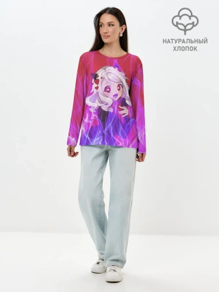 Лонгслив женский. Хлопок / HELLTAKER. Модеус в огне