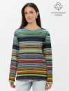 Лонгслив женский. Хлопок / РАзноцыетные линии полосы хаос