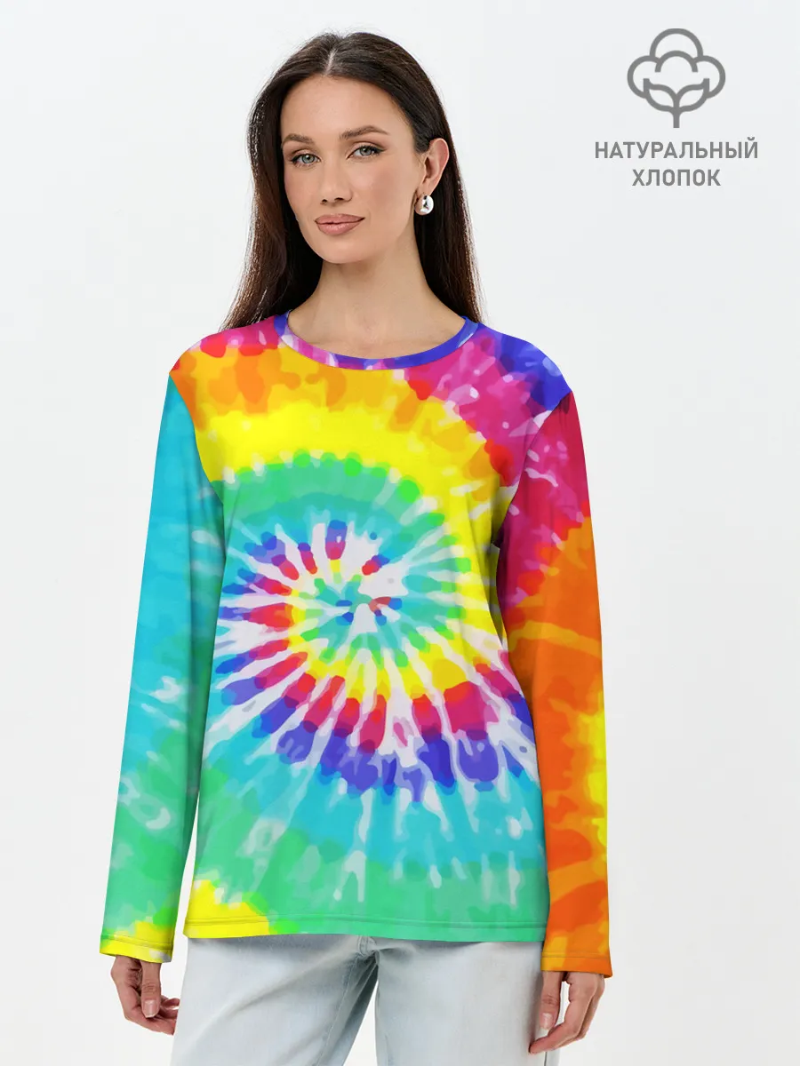 Лонгслив женский. Хлопок / TIE-DYE СТЕНА