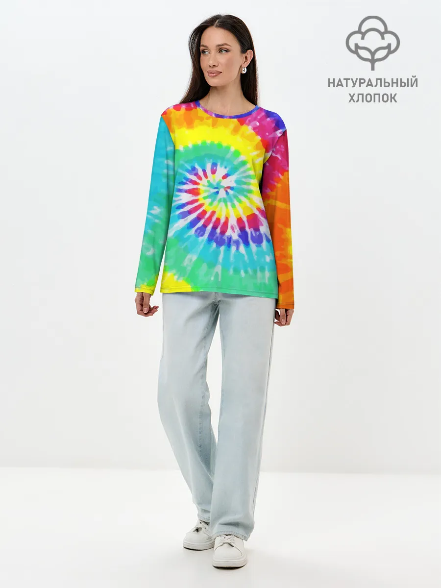 Лонгслив женский. Хлопок / TIE-DYE СТЕНА