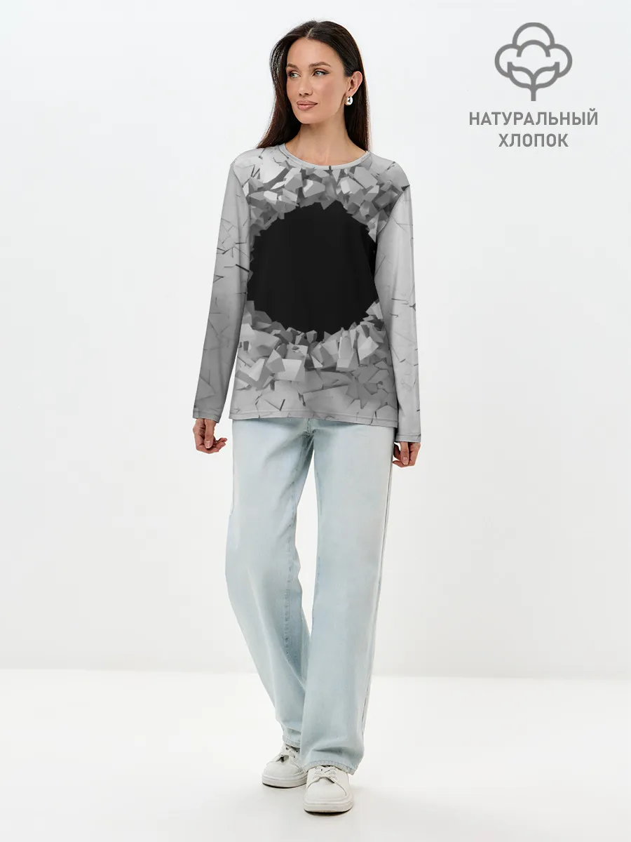 Лонгслив женский. Хлопок / Сквозная дыра