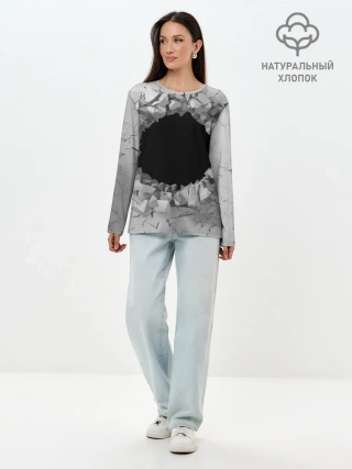 Лонгслив женский. Хлопок / Сквозная дыра