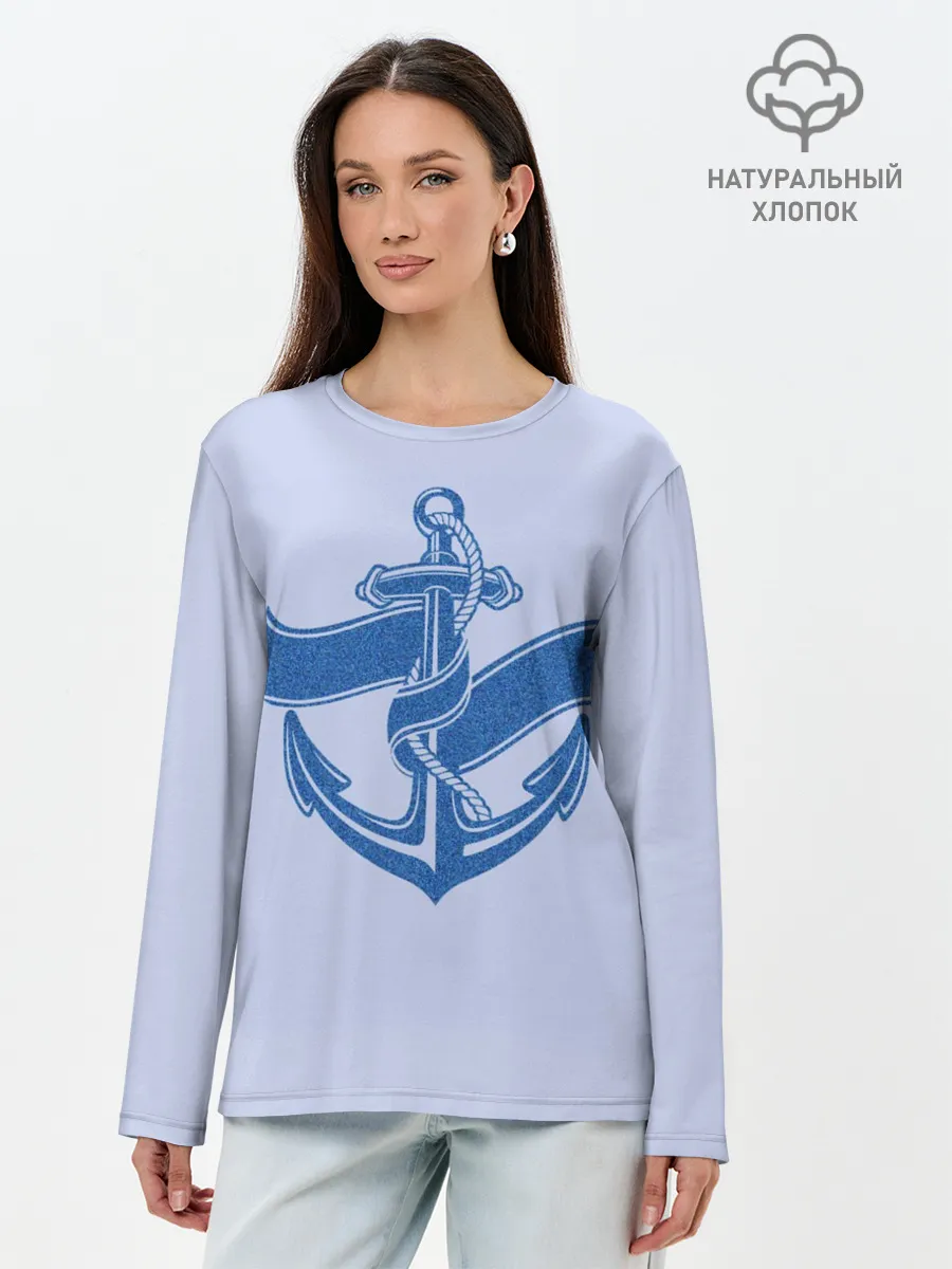 Лонгслив женский. Хлопок / Якорь