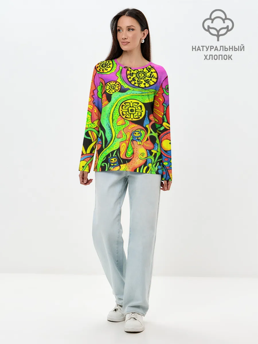 Лонгслив женский. Хлопок / КИСЛОТА / КИСЛОТНЫЙ