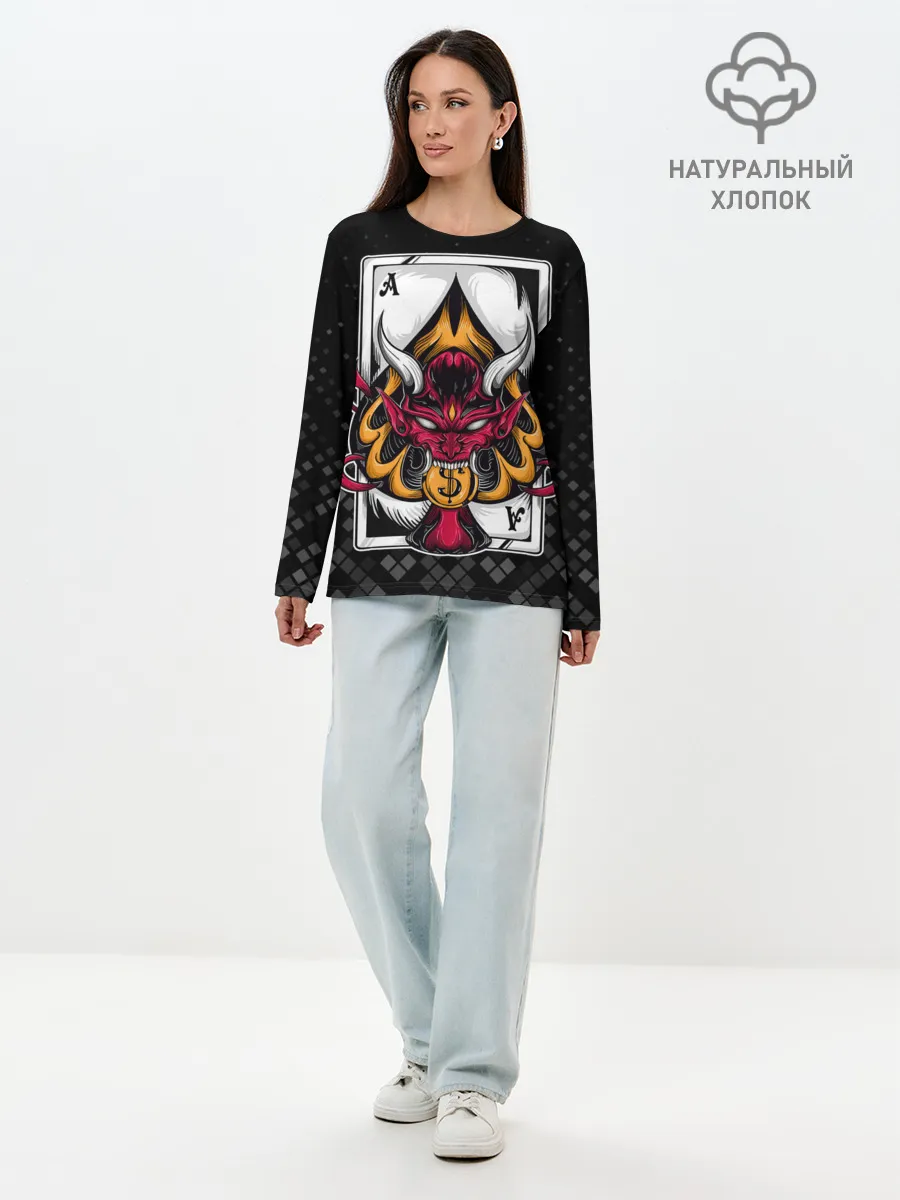 Лонгслив женский. Хлопок / Карточный дьявол