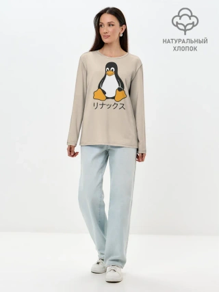 Лонгслив женский. Хлопок / Linux