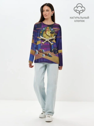 Лонгслив женский. Хлопок / Muttley HE HE HE