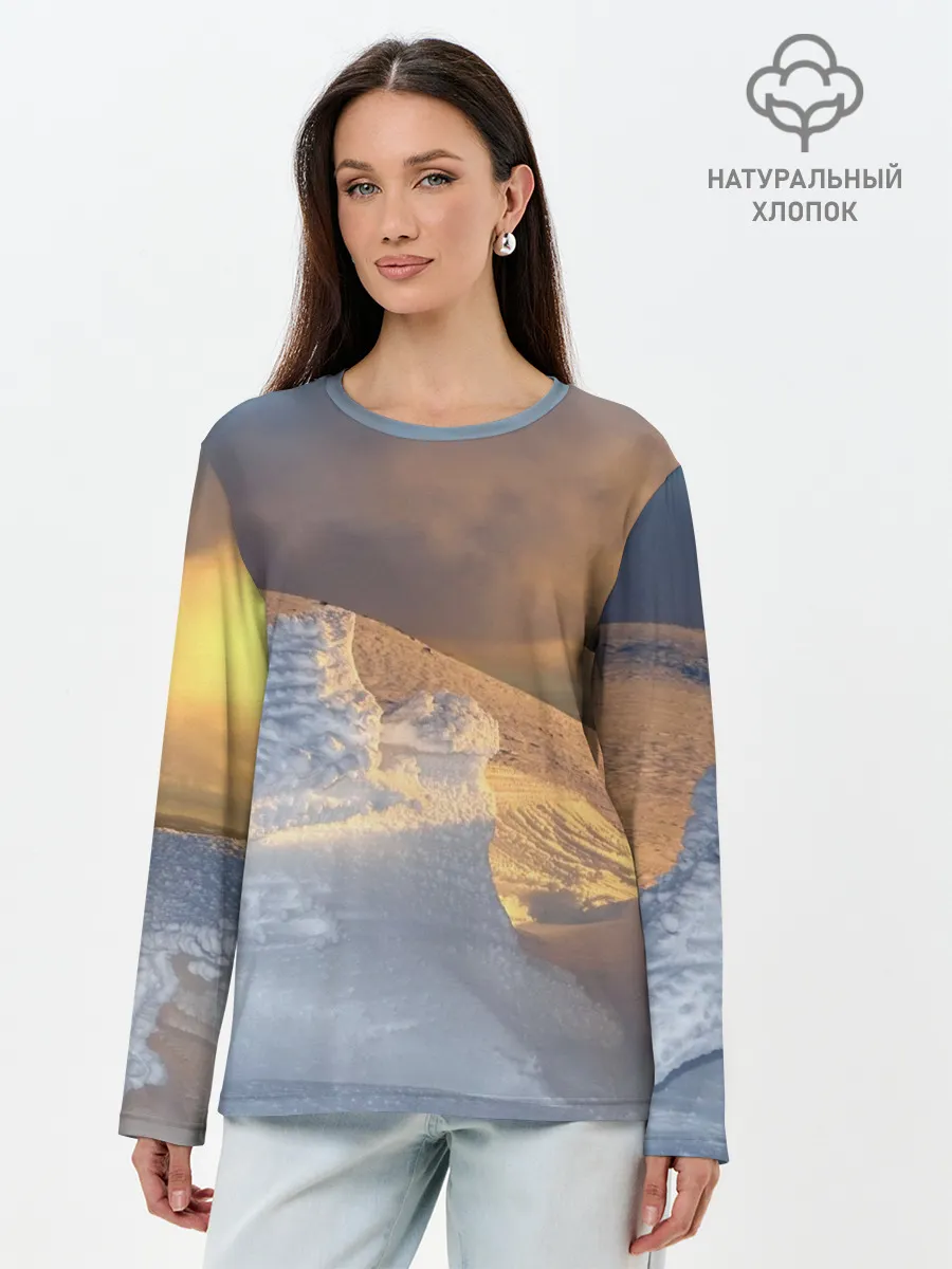 Лонгслив женский. Хлопок / Снежная долина