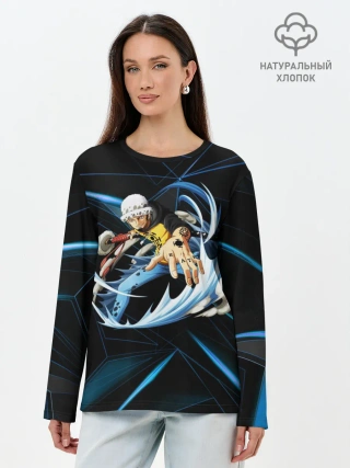 Лонгслив женский. Хлопок / ТРАФАЛЬГАР ЛО. Металлический фон