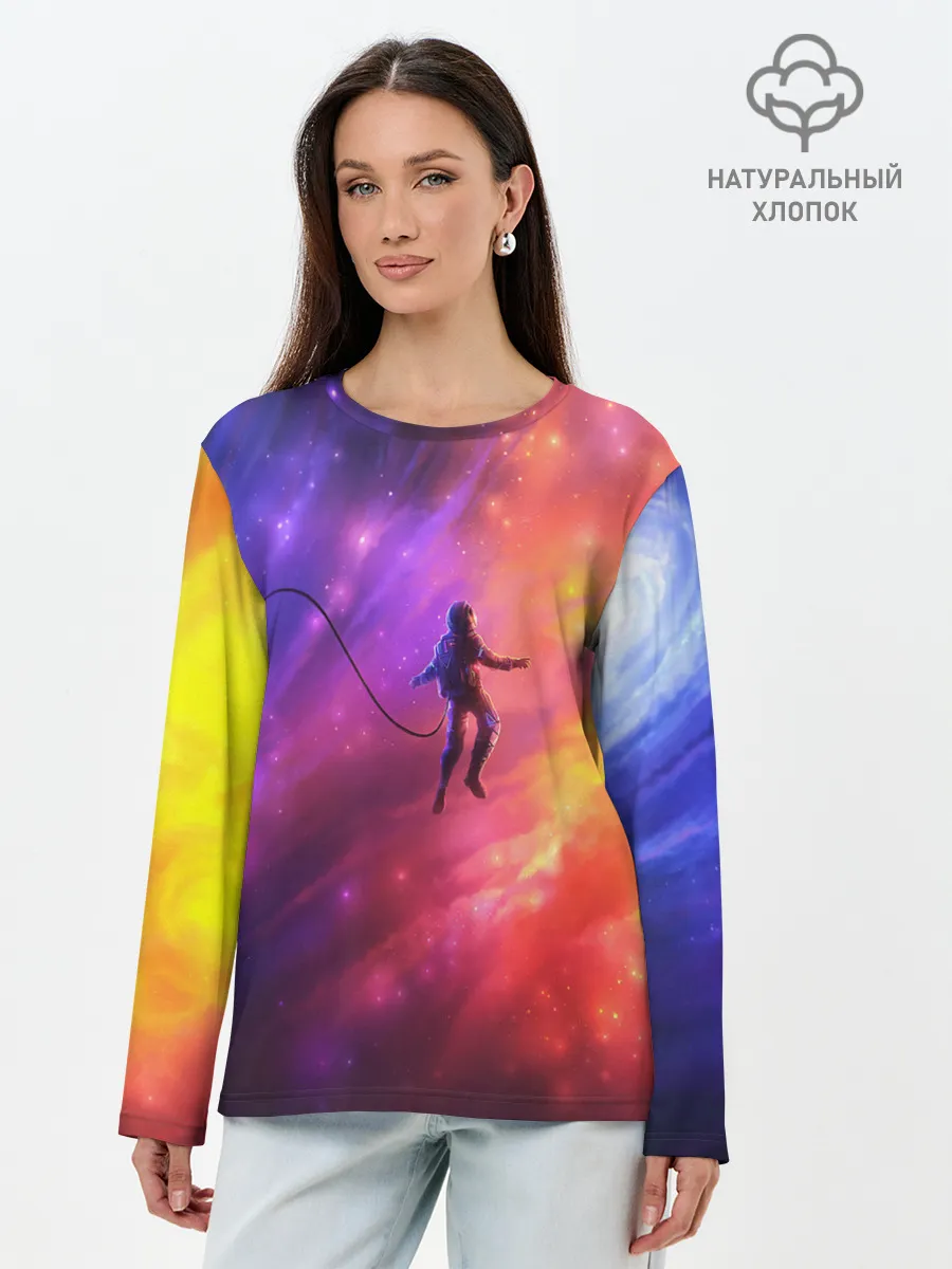 Лонгслив женский. Хлопок / НЕОНОВЫЙ КОСМОС