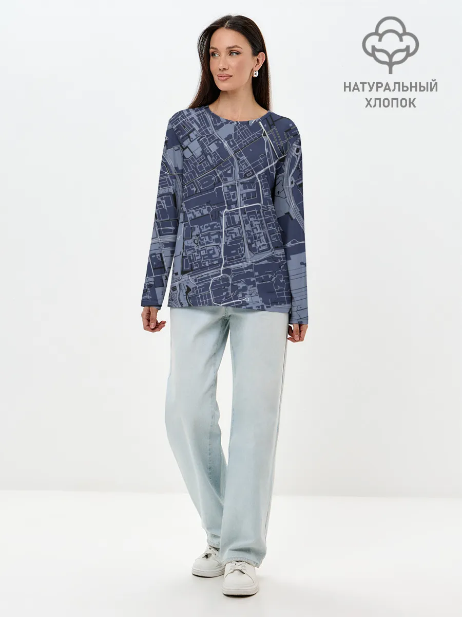 Лонгслив женский. Хлопок / генплан города