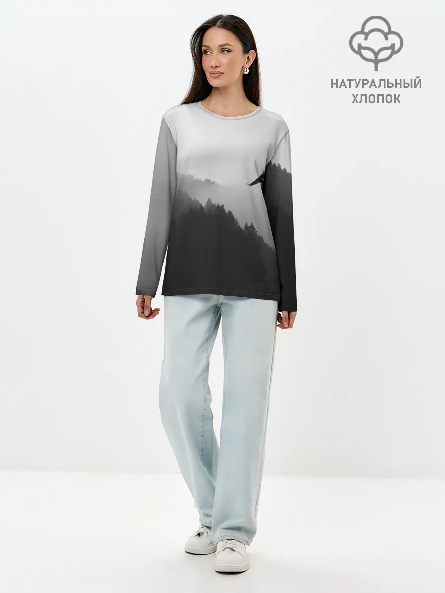 Лонгслив женский. Хлопок / ОРЁЛ НАД ЛЕСОМ