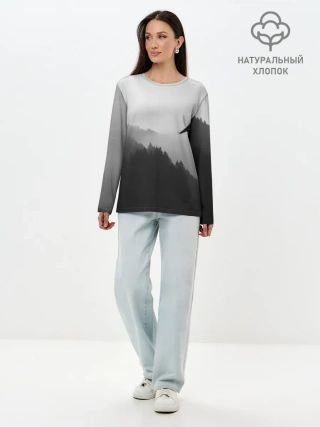 Лонгслив женский. Хлопок / ОРЁЛ НАД ЛЕСОМ