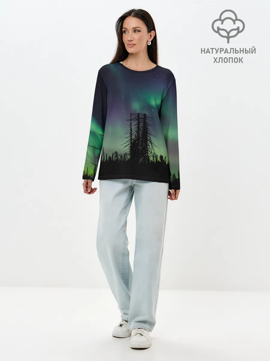 Лонгслив женский. Хлопок / Северное сияние