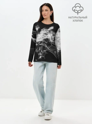 Лонгслив женский. Хлопок / СЕРЫЙ ДЫМ