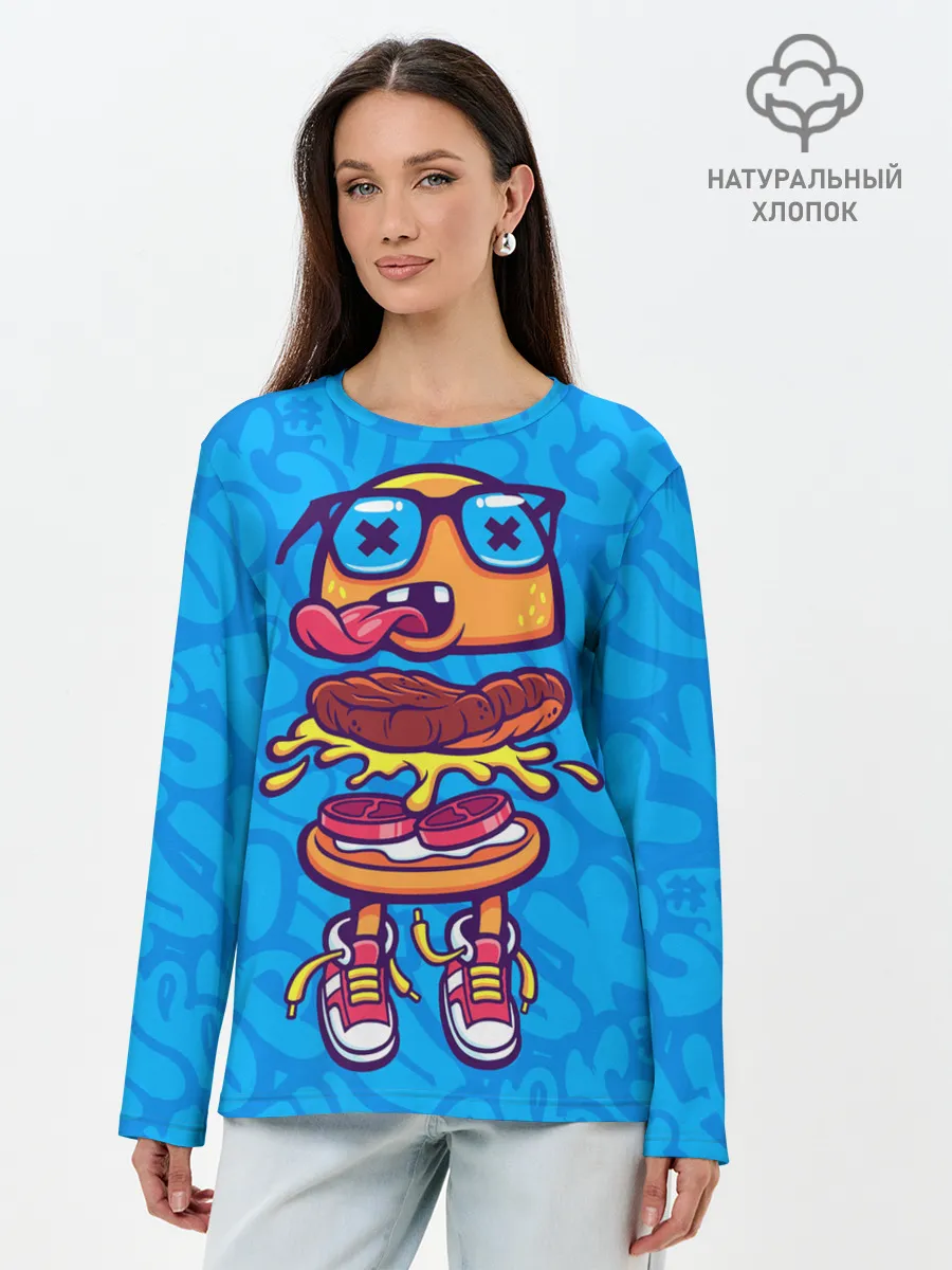 Лонгслив женский. Хлопок / Бутерброд монстрик