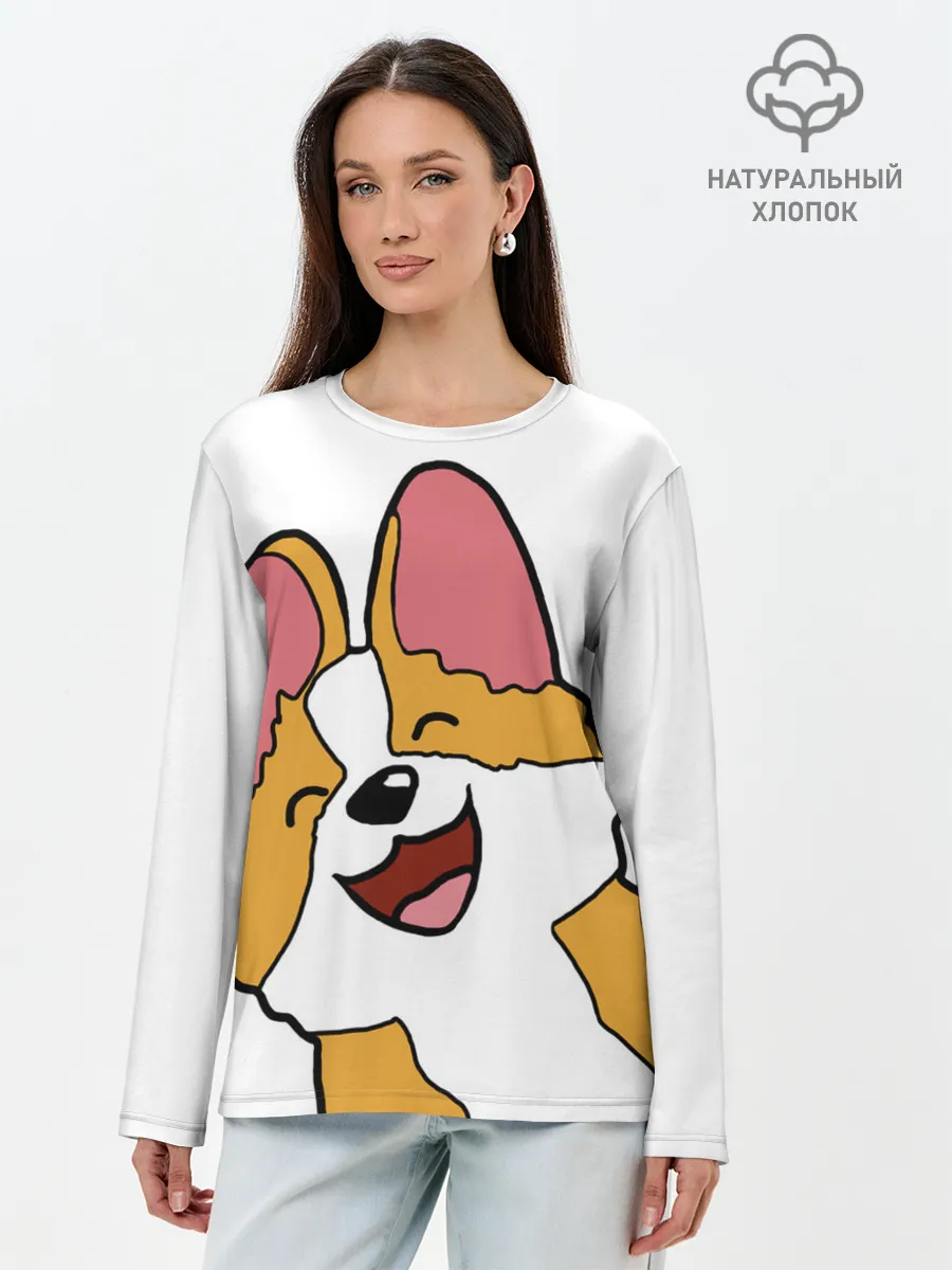 Лонгслив женский. Хлопок / Счастливый песик