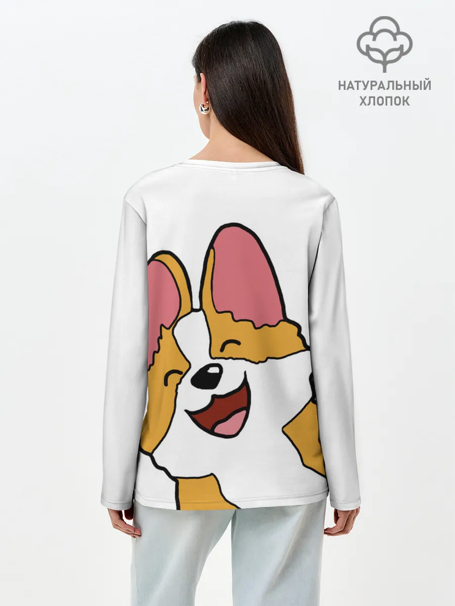 Лонгслив женский. Хлопок / Счастливый песик