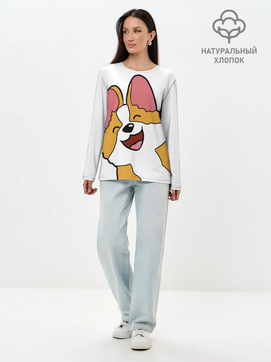 Лонгслив женский. Хлопок / Счастливый песик