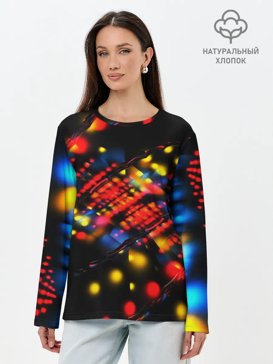 Лонгслив женский. Хлопок / Fractal Digital 3D