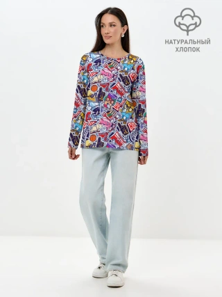 Лонгслив женский. Хлопок / Стикерпак