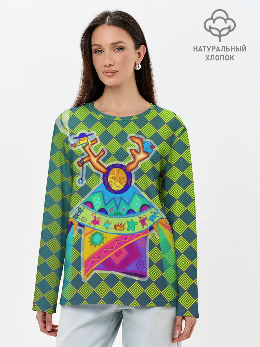 Лонгслив женский. Хлопок / Шаман