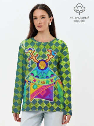 Лонгслив женский. Хлопок / Шаман