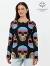 Лонгслив женский. Хлопок / Neon skull