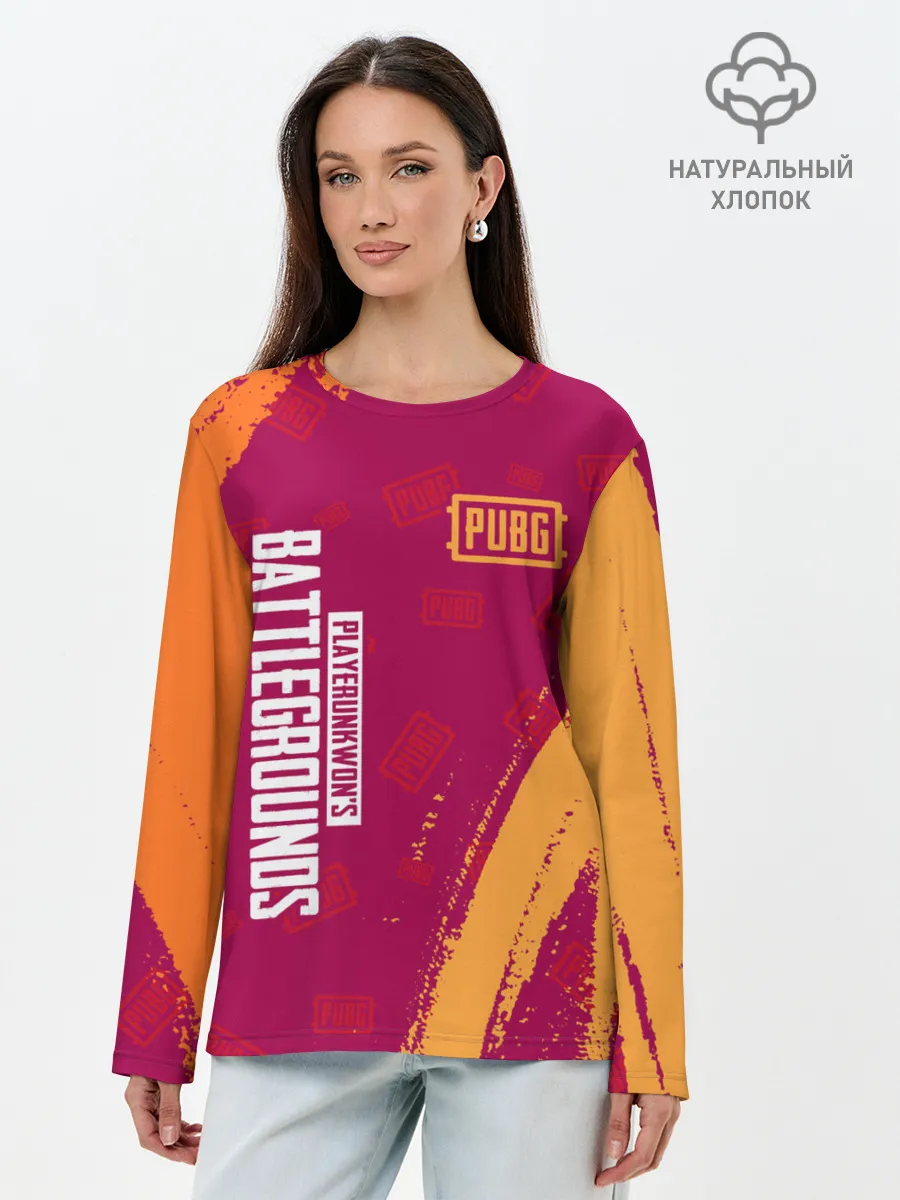 Лонгслив женский. Хлопок / PUBG / ПАБГ