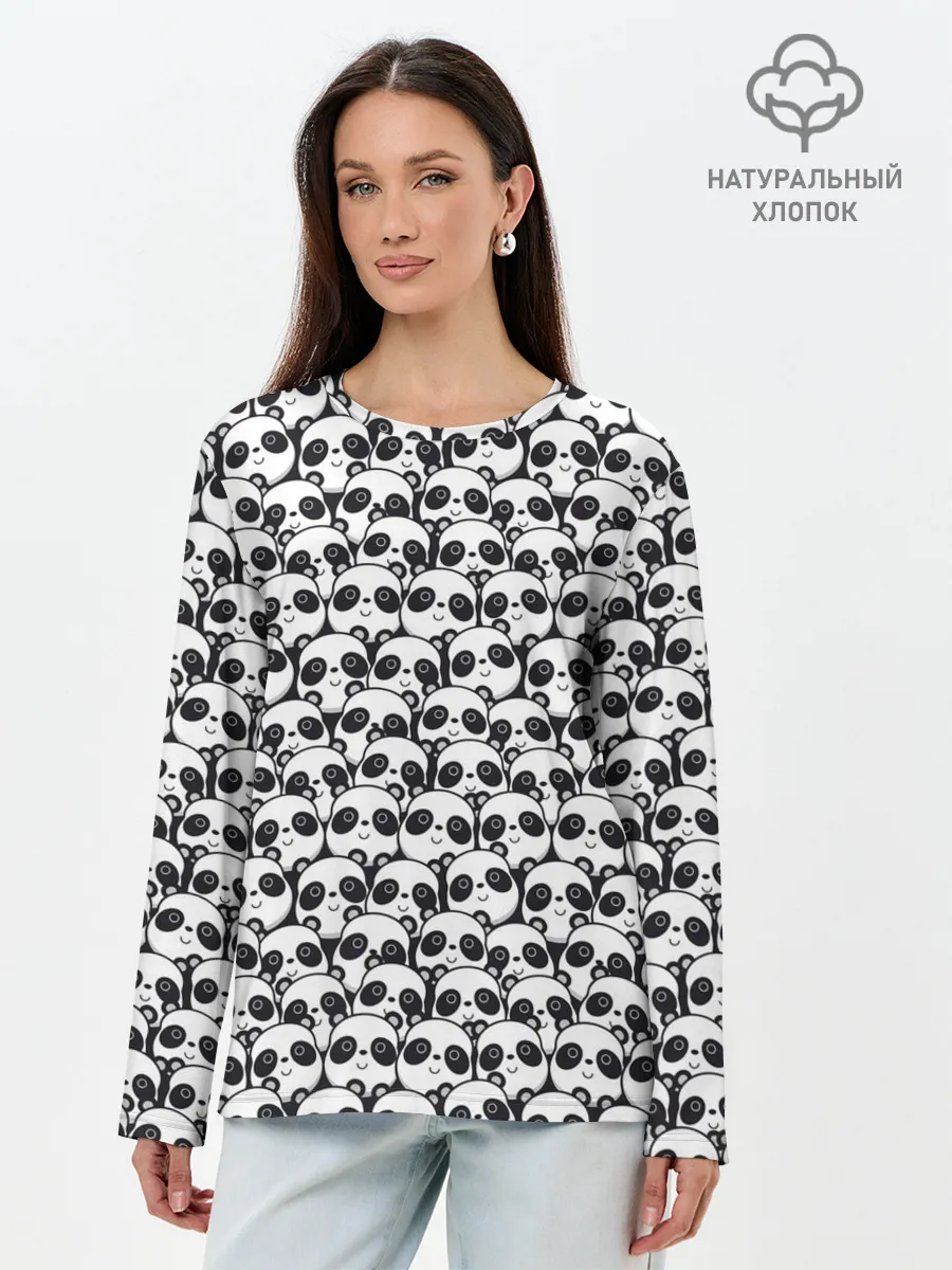 Лонгслив женский. Хлопок / ПАНДЫ