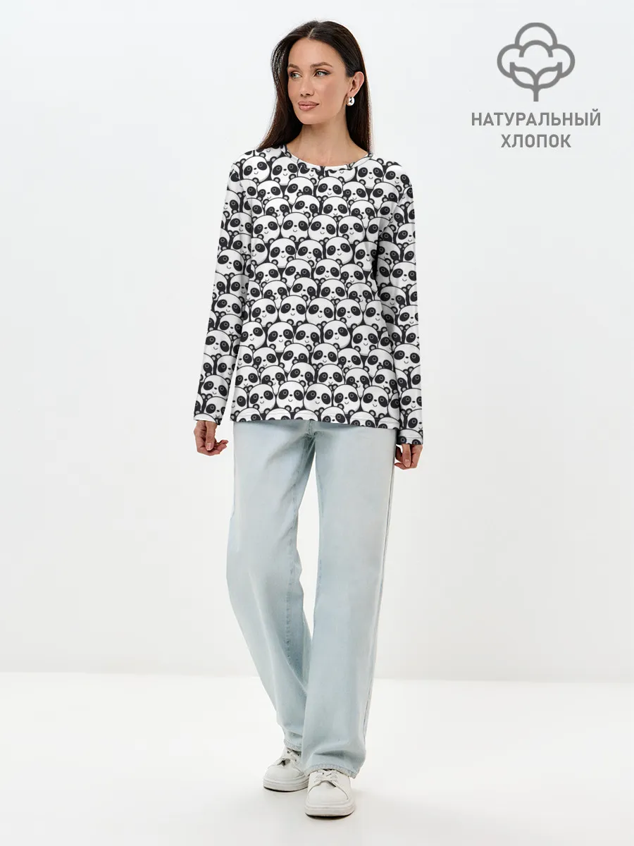 Лонгслив женский. Хлопок / ПАНДЫ