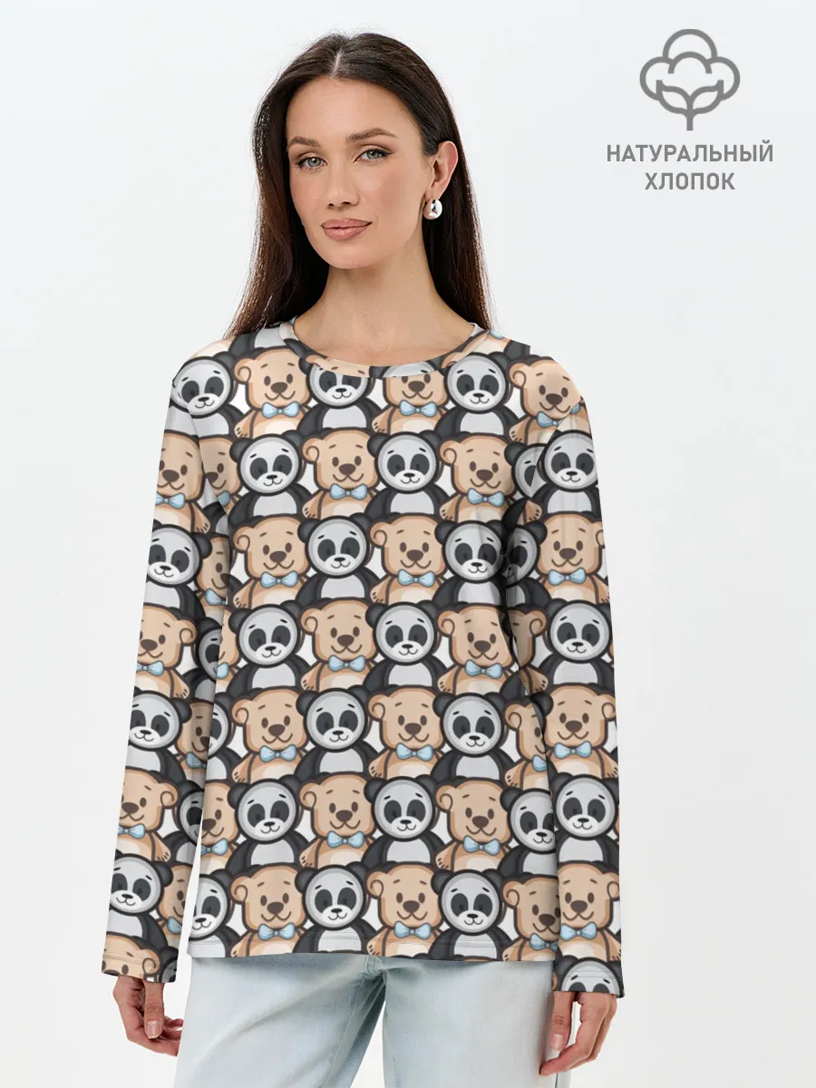 Лонгслив женский. Хлопок / МИШКИ