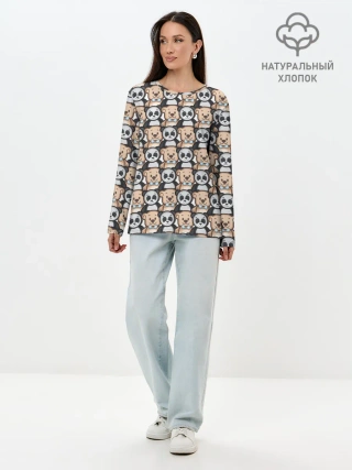 Лонгслив женский. Хлопок / МИШКИ