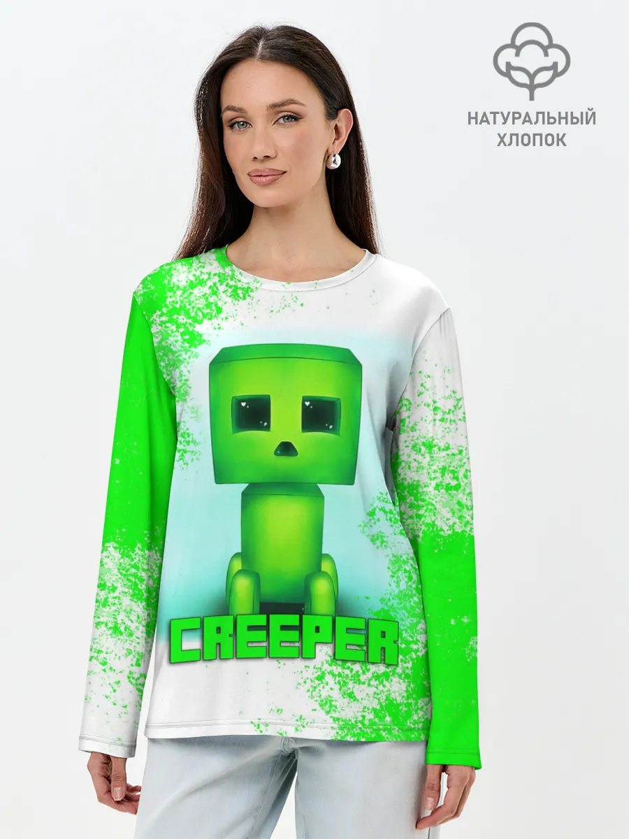 Лонгслив женский. Хлопок / MINECRAFT CREEPER